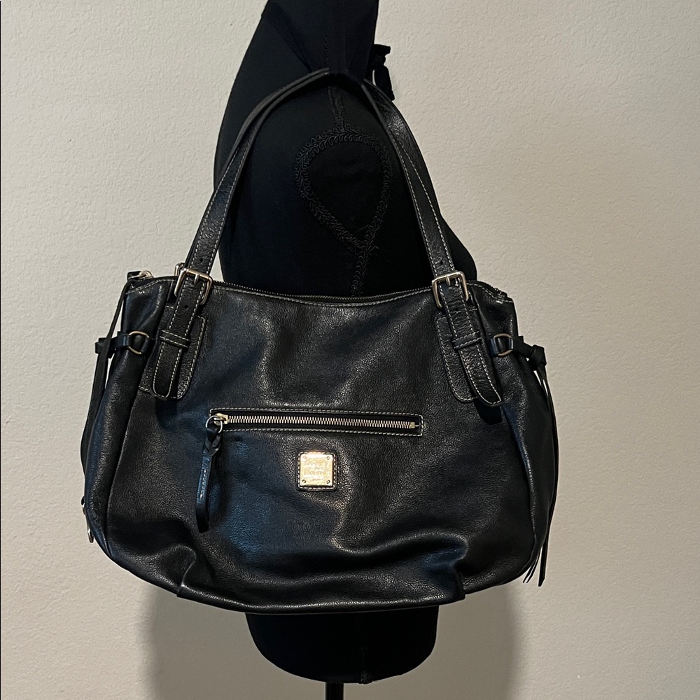 Dooney & Bourke Black Leather Shoulder Bag Pebbled Leather Large Tote Classic